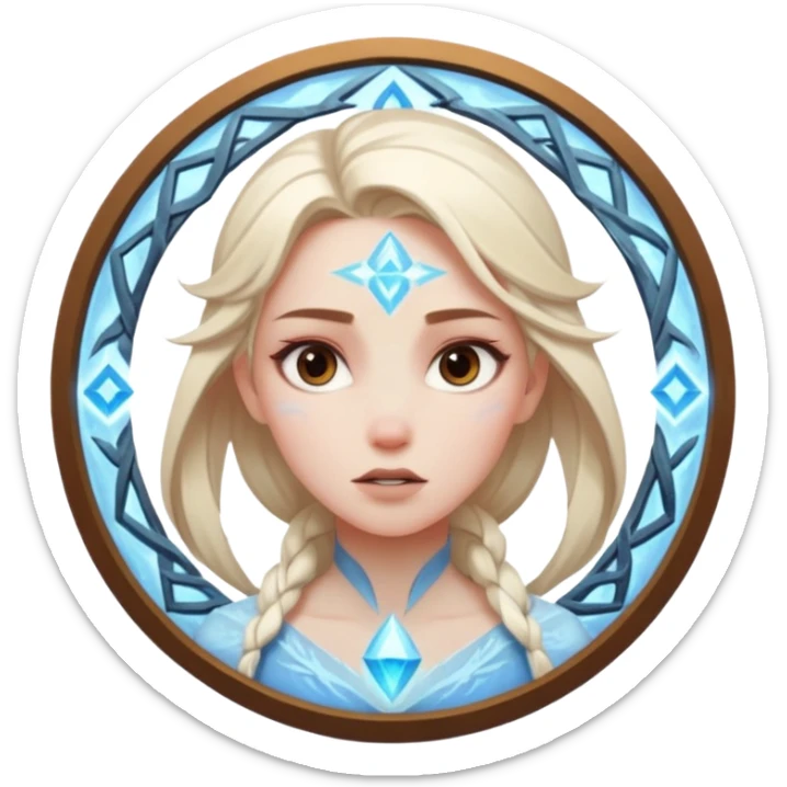 Woman frozen mid-spell, glowing runes around her body, charged silence sticker