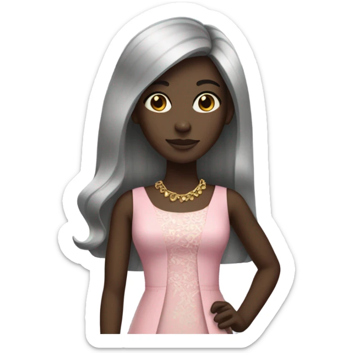 Dark skin girl with fancy clothes and straight hair sticker
