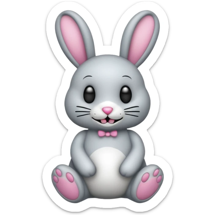 Emoji d'une peluche lapin squelette noir qui dit bonjour sticker