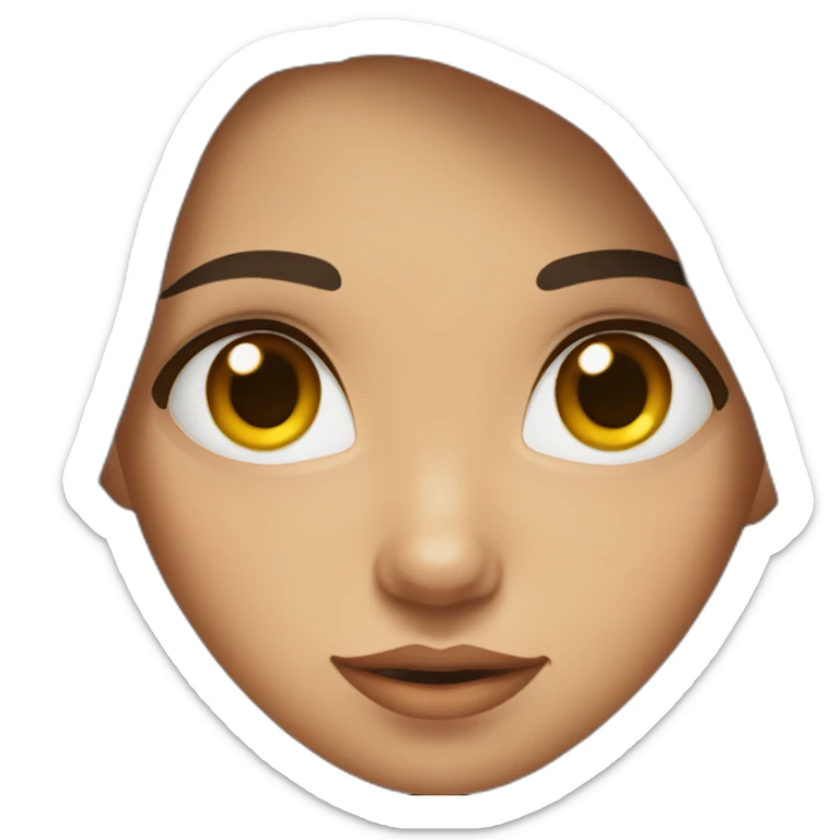 A girl with long dark brown hair, wearing a white shir, with brown eyes and slightly tanned sticker