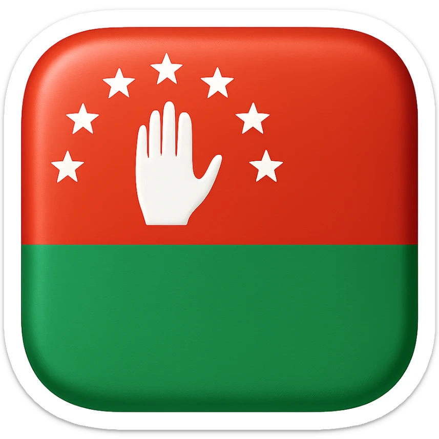 Abkhazian flag emoji with a white hand and seven stars on a red and green background sticker