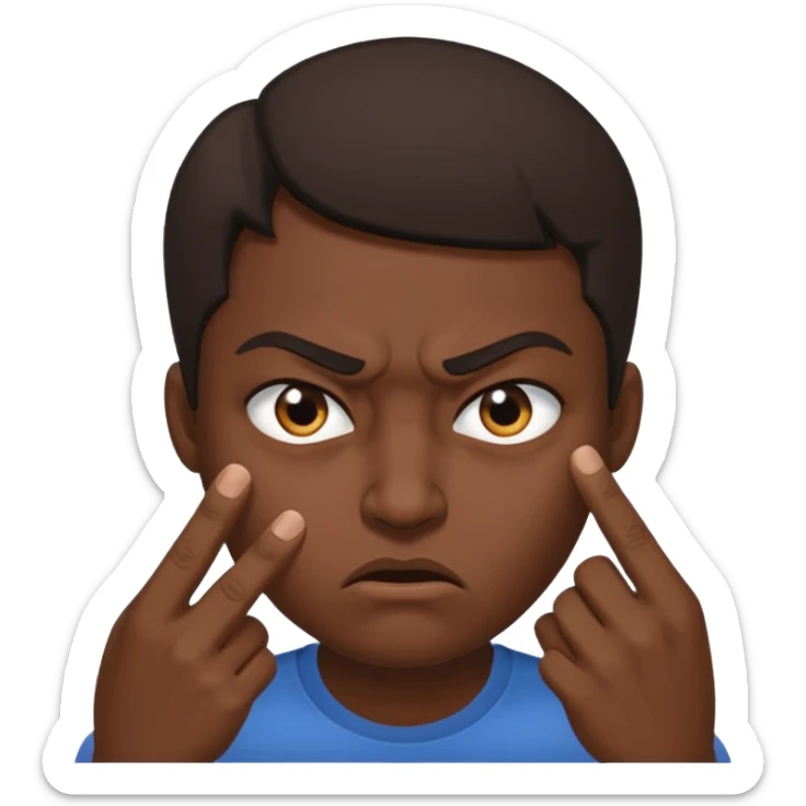 Tête en colère avec les doigts devant les yeux qui surrveille sticker