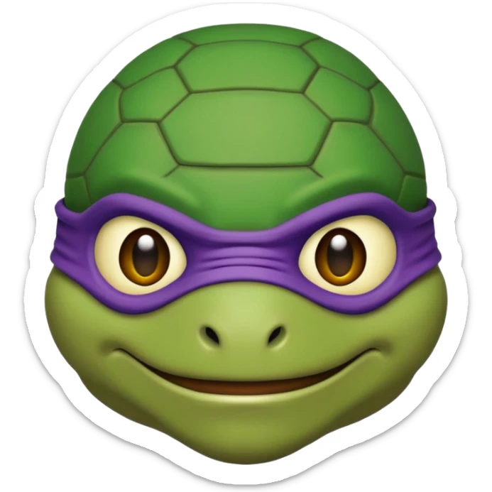 Donatello from Teenage Mutant Ninja Turtles, emoji style, with a shell detail sticker