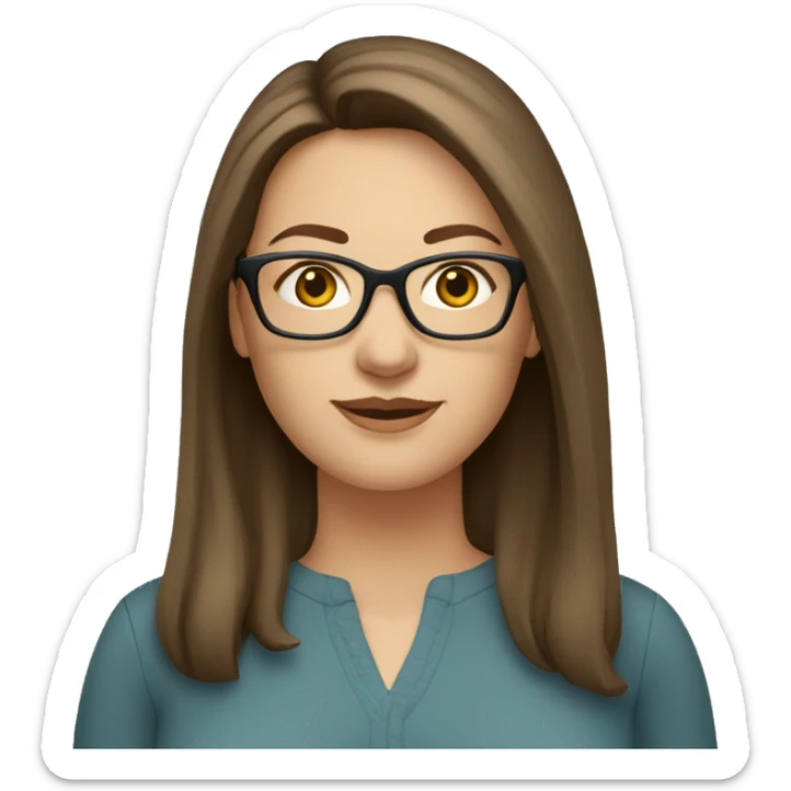 Caucasian-Mum-woman-long-straight-brown-hair-wearing-glasses-plus-size sticker