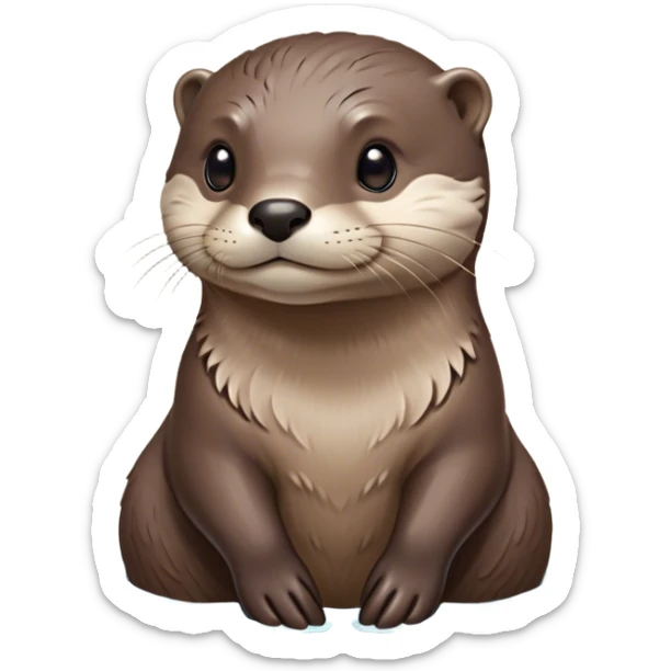 Cinematic Noble Otter Portrait Emoji, Poised and regal, with a sleek, streamlined build and a luxuriously smooth, well-groomed Fur of rich brown, deep-set soulful dark eyes, Simplified yet sharp and sophisticated features, highly detailed, glowing with a soft, dignified glow, high shine, intelligent and playful, stylized with an air of aquatic charm, focused and attentive, soft glowing outline, capturing the essence of a watchful and confident water-dweller, so majestic it feels as though it could glide out of the screen with effortless authority! sticker