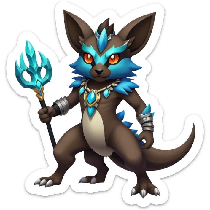 cool edgy badass colorful fantasy animal hybrid Fakemon full body sticker
