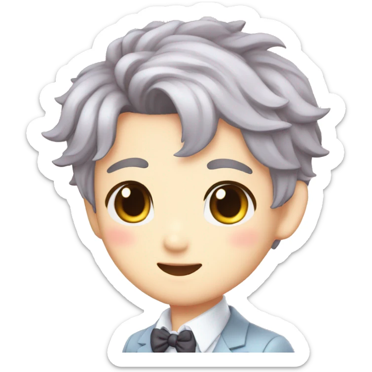 Cute Gorgeous Kawaii Attractive Anime Pastel Gentleman with blushing face trendy style sticker