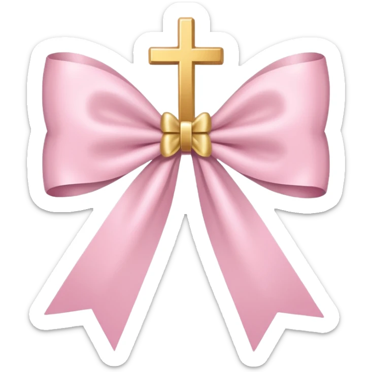 super pale pink bow confetti but the paper confetti are the pale pink bows all spread out with white tiny glitter and then with a cross  sticker