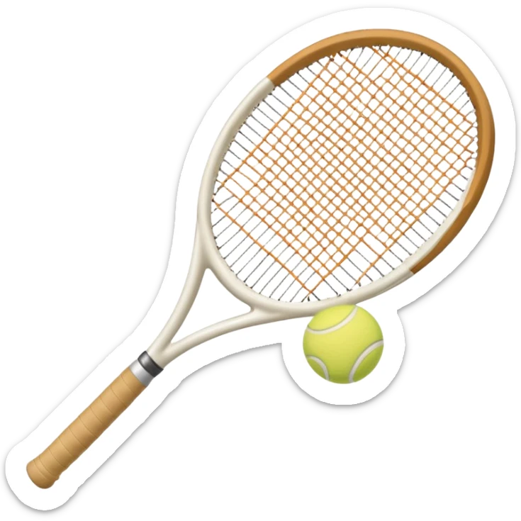 White Tennis racket with beige tennis ball aesthetic  sticker