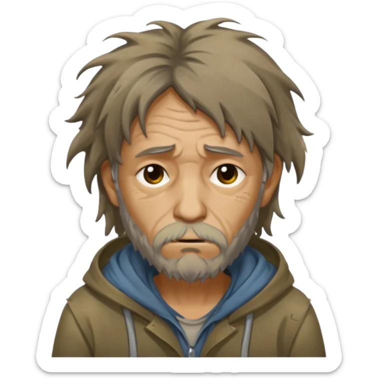 very dirty looking homeless person very very dirty and smelly looking face only sticker
