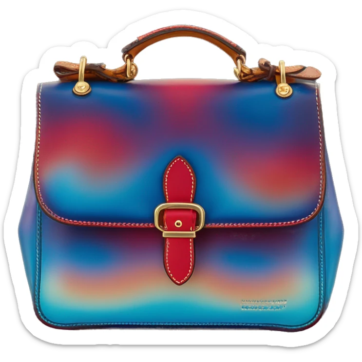 Realistic isolated iridescent red to blue color shift ombre dooney and bourke satchel purse.  sticker