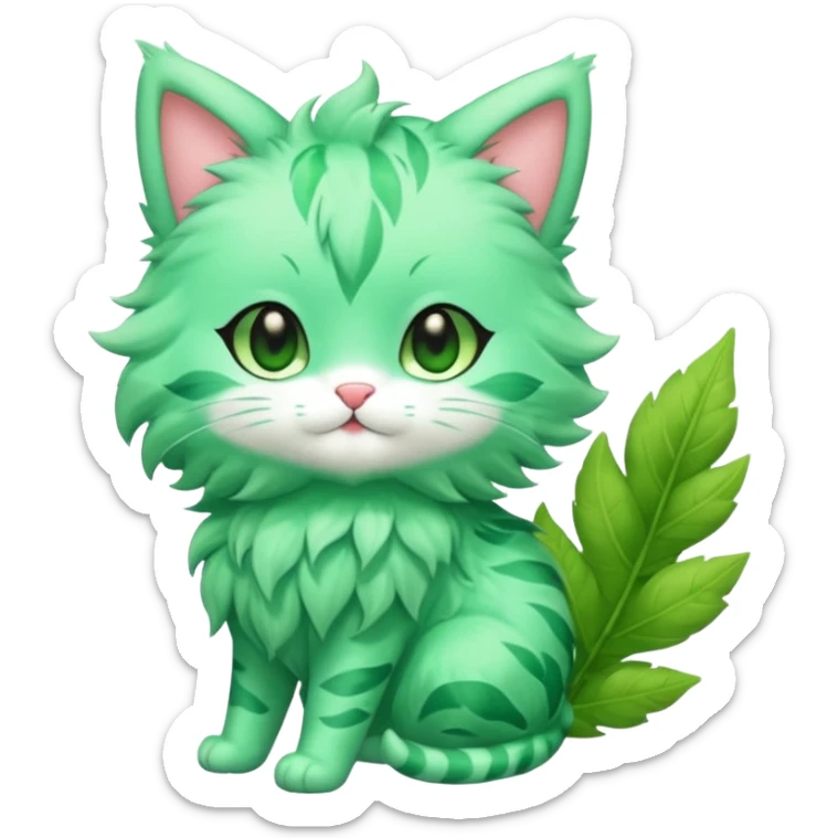 Toony Chibi Kawaii Minty Leaf Juicy Feline Fluffy Sprigatito-Fakémon-creature (full body) sticker