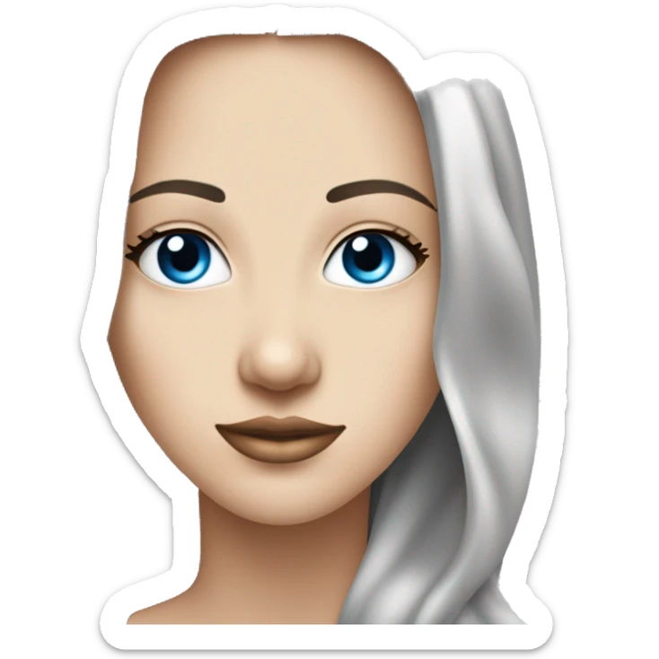 lange schwarze glatte offene  haare, weiße hautfarbe, weiblich, blaue augen sticker