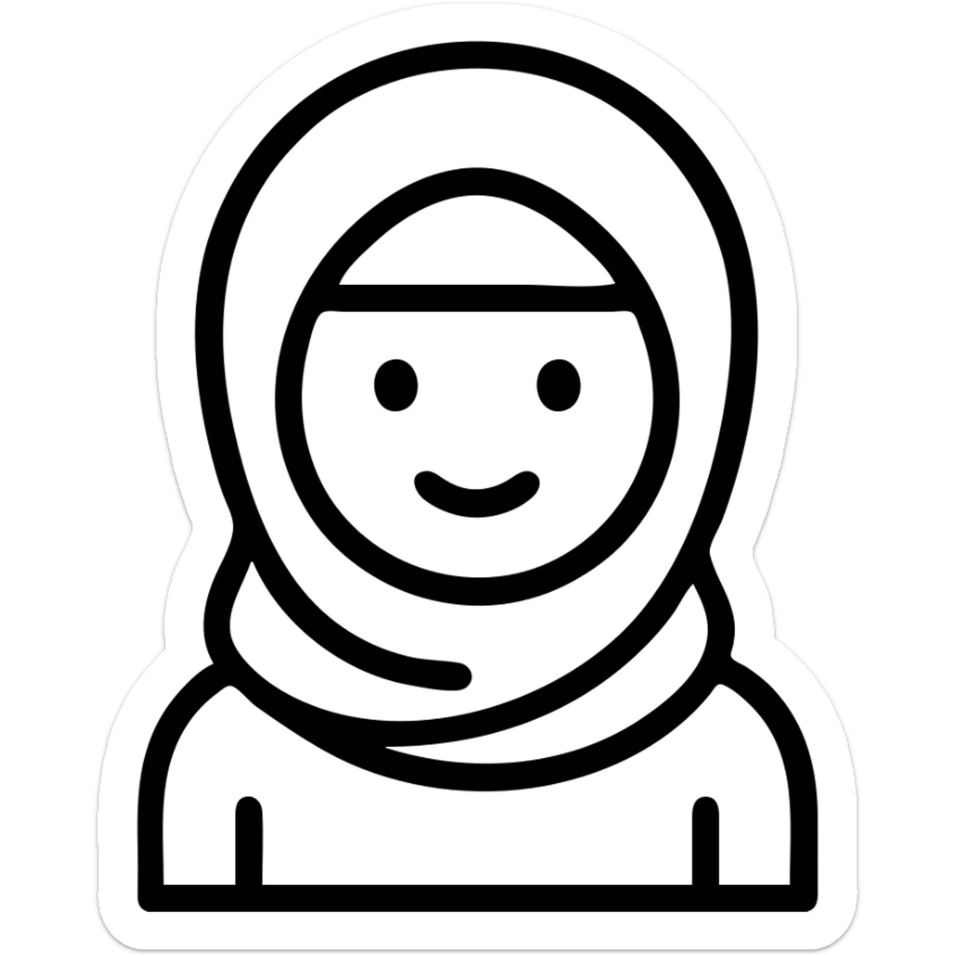 minimalist icon of a girl wearing a hijab, clean lines sticker