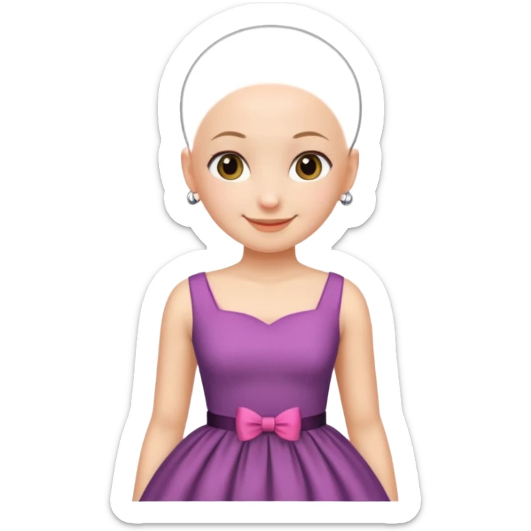 create pretty girl with bald head and pretty dress shot is waist close sticker
