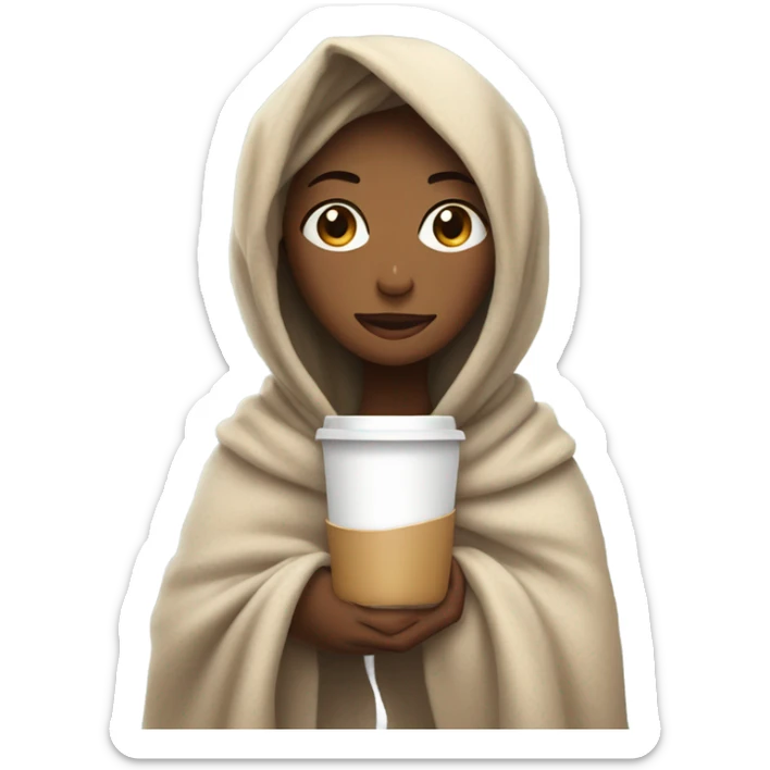girl inside a blanket sipping coffee eyes closed sticker