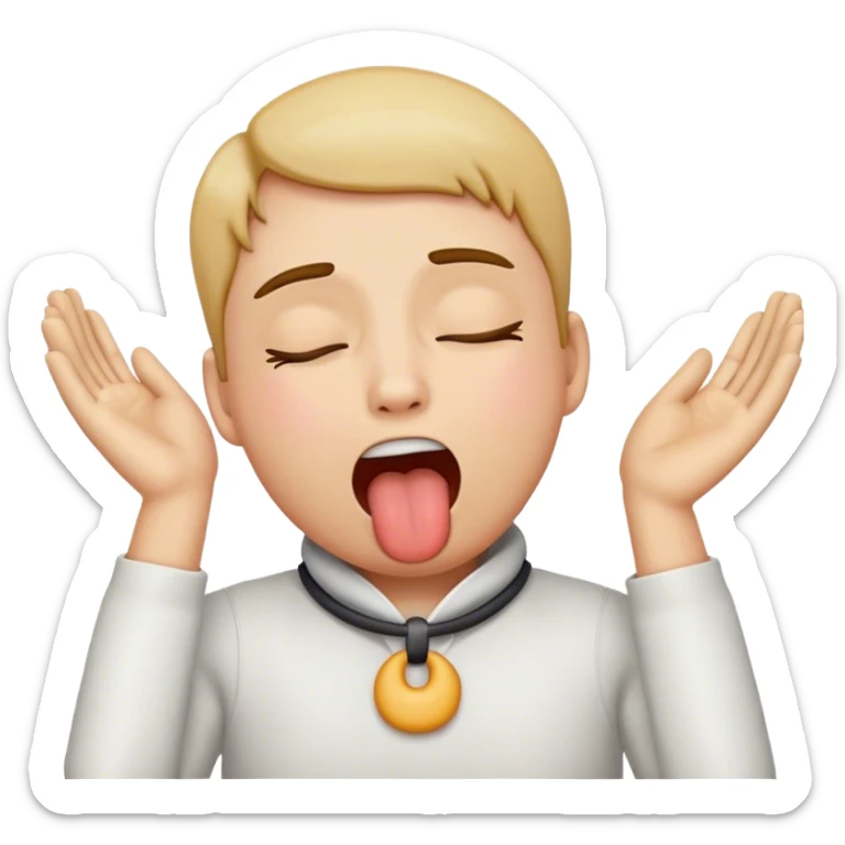 Chocking emoji with hands in the neck close eyes and tongue out sticker