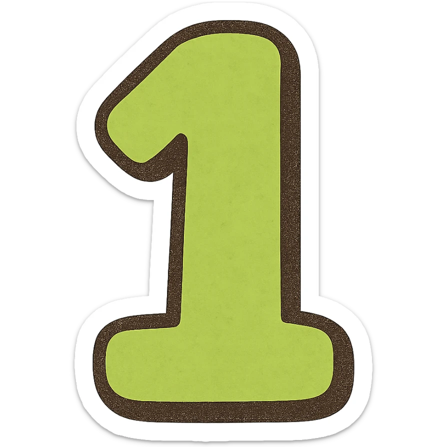 bold and legible number in bright fluorescent green color, modern style, transparent background sticker