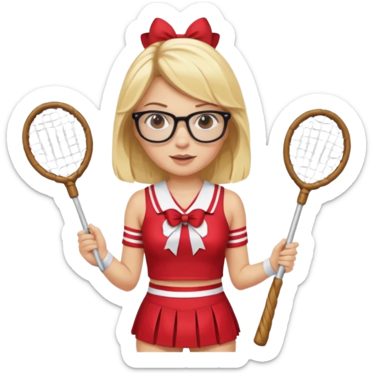  Sexy Dominatrix blonde hair and glasses full body with whip in a cheerleaders outfit  sticker