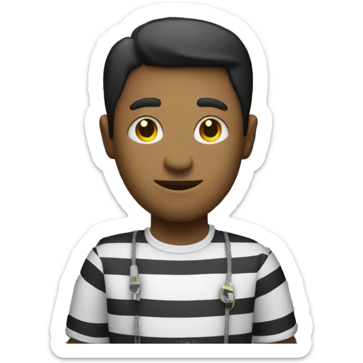 Dude wearing a white and black stiped shirt holding in his back a bag of money  sticker