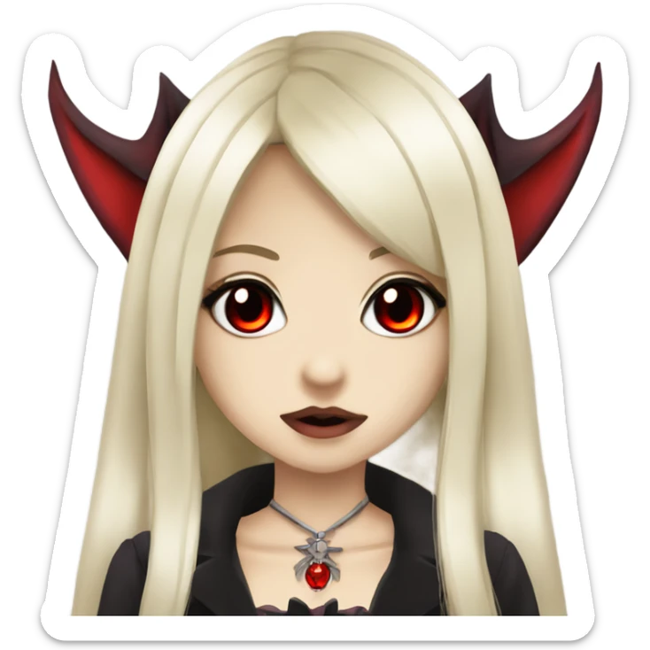 Vampire hime gyaru girl with red eyes black hair sticker