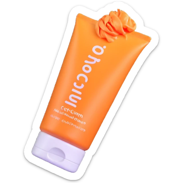 empty, crumpled hand cream tube, pastel and vibrant colors, very squished and wrinkled, cap on, no face, looks like a beauty product sticker