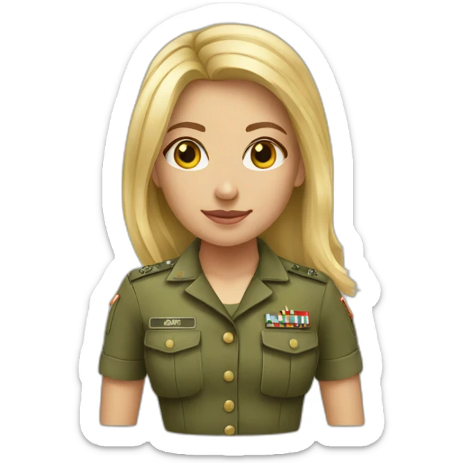 A girl in the army long hair blonde sticker
