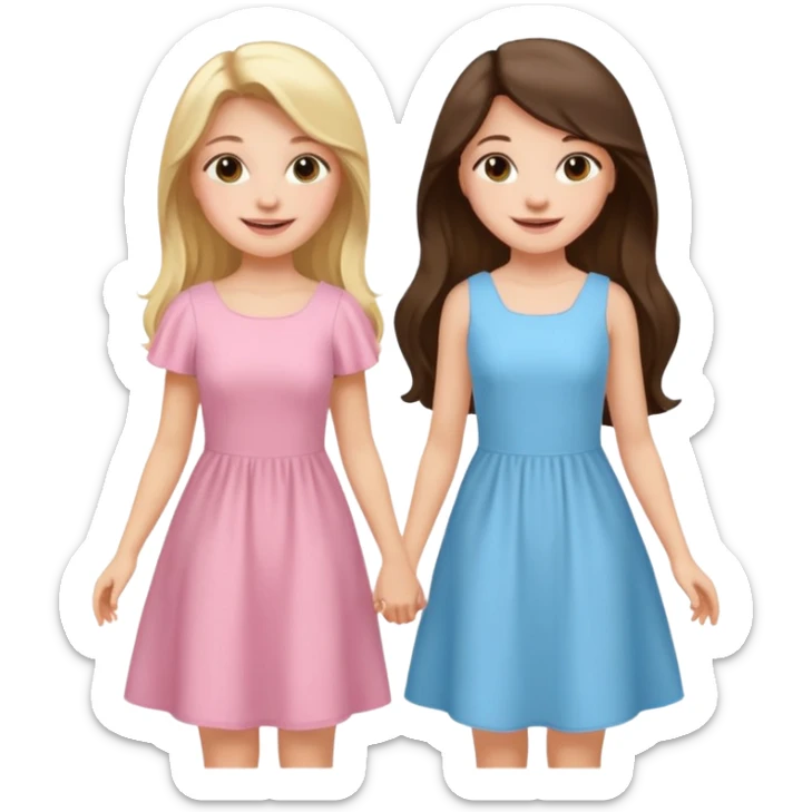 pride and prejudice happy blonde girl in light blue dress and long haired brunette girl in light pink dress sticker