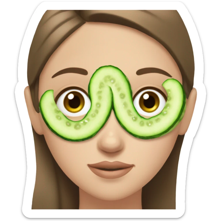 Girl with brown hair freackles white skin tone and blue eyes wears green sheet mask relaxing her eyes closed and two pickple piece over her eyes sticker