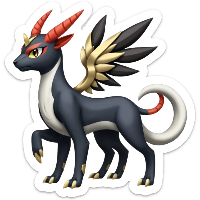 Meloetta-Absol-Houndour-Litten-Giratina-Pokémon-Fakémon-fusion-hybrid-creature sticker