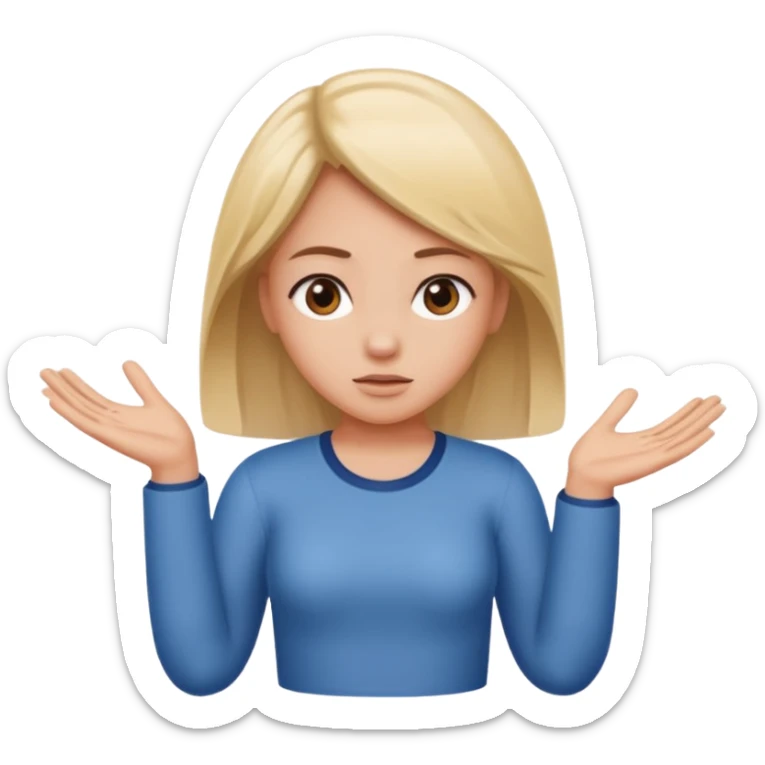 A girl shrugging his shoulders with a 6 above his left hand and a 7 above his right hand. sticker