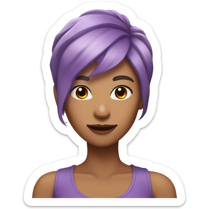 female purple hair and a horn,peach skin color sticker