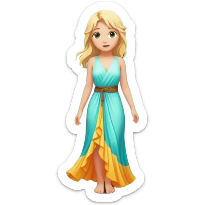 Blonde hair, white girl, in the mountains with a waterfall sticker