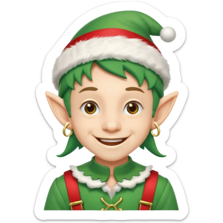 duende navideño con una sonrisa amplia y brackets en los dientes motivo odontologo sticker