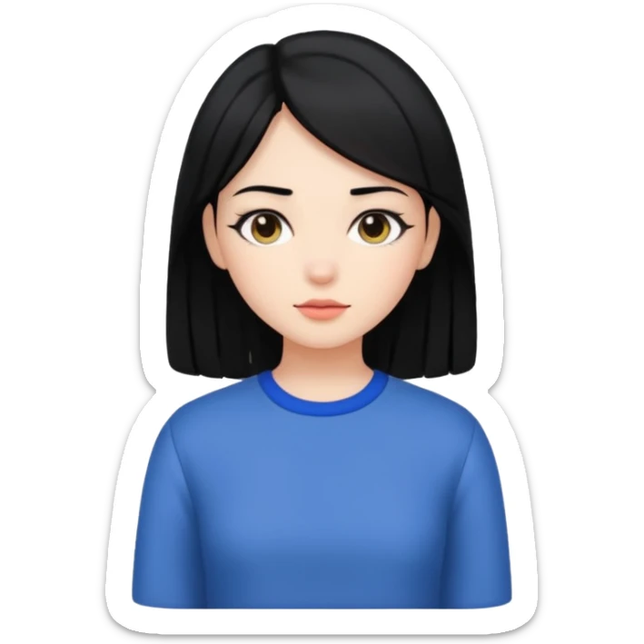 Girl WITH black Longinos hair and aesthetic clothes sticker