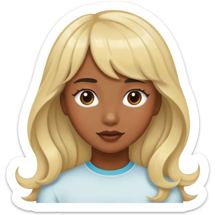 Wavy girl with bangs brown girl with blonde streaks, and white skinned girl sticker