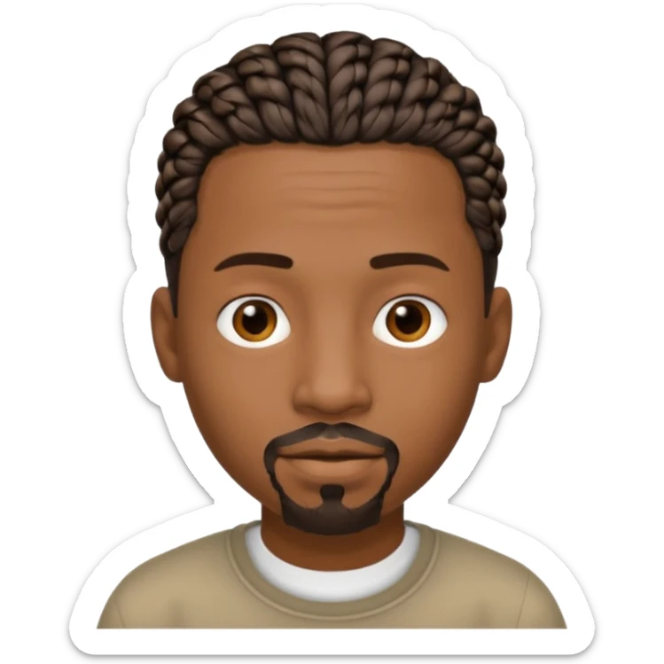 Hazme un emoji de un hombre negro con trenzas cortas (pero no mucho) y una pequeña perilla sin bigote sticker