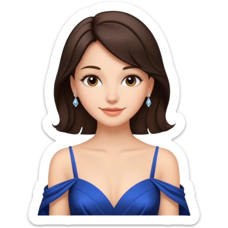 a beautiful brunette hair princess wearing a gown with elegant piercing and smile gently  sticker