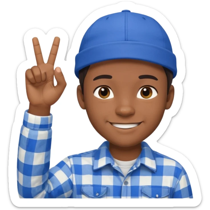 Emoji of a young man with dark hair, wearing a blue cap and a white flannel shirt, the young man is making a "like" gesture with his right hand sticker