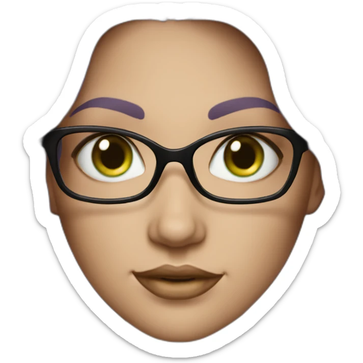White-curvy-woman-purple-long-wavy-hair-green-eyes-square-glasses sticker