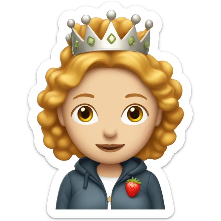 Emoji of Strawberry blonde woman pregnant wearing a cool jacket and crown  sticker
