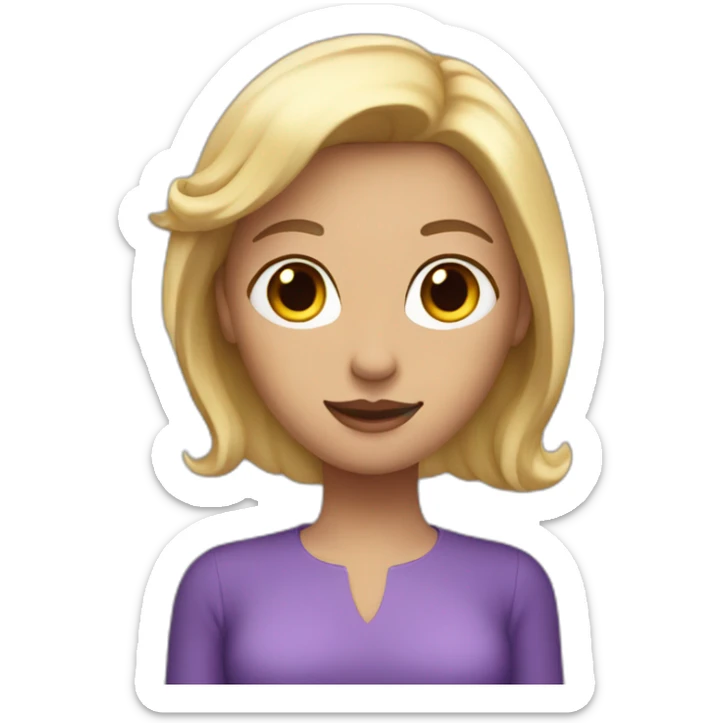 woman with blonde hair in purple dress with angel wings sticker