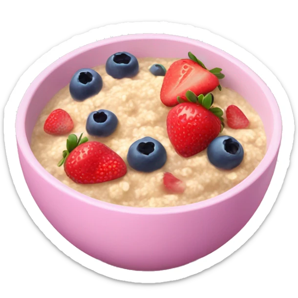 Beautiful Porridge bowl with Strawberrys and blueberrys in a pink bowl  sticker