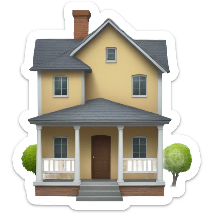 house with roof separated from rest of building and levitating on air sticker