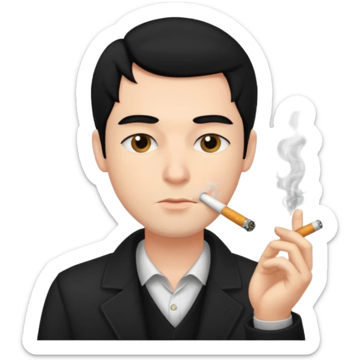 Has una persona fumando, Que tenga pelo negro  y sea hombre  sticker