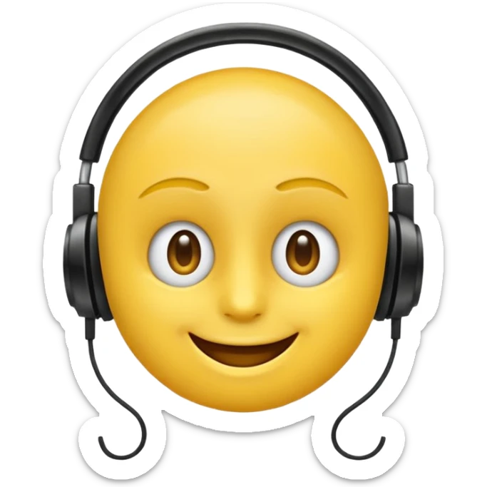 un emoji qui écoute de la musique avec un sourire discret  sticker