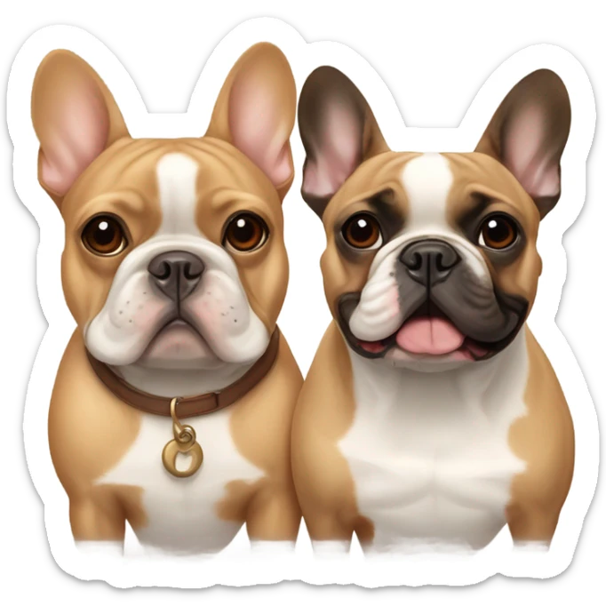 Pair of French bulldogs Brown & tan with fawn French bulldog friends sticker