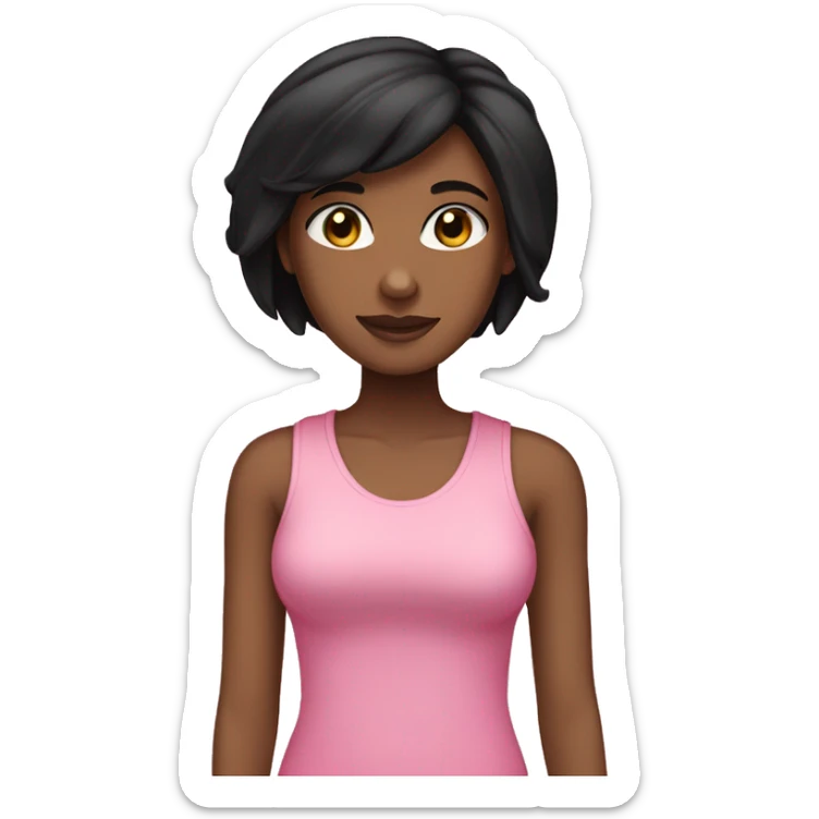 pretty brown girl with straight black hair wearing a pink top sticker