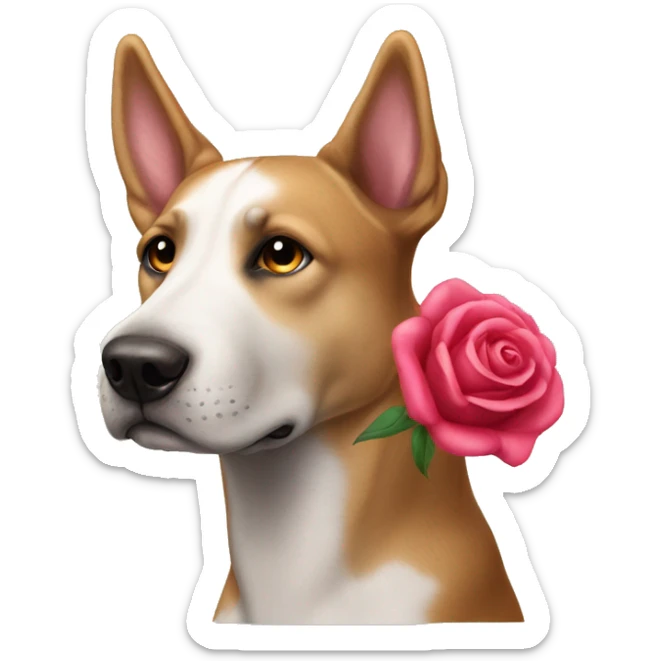 Perro con una rosa sticker