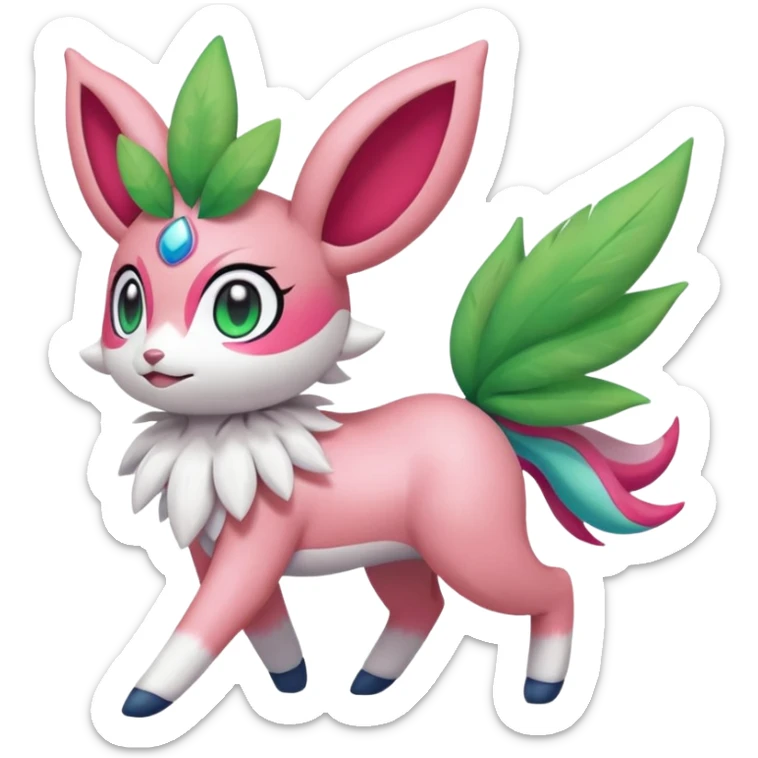 Meloetta-Shaymin-Sylveon-Virizion-Pokémon-Fakémon-fusion-creature (full body) sticker